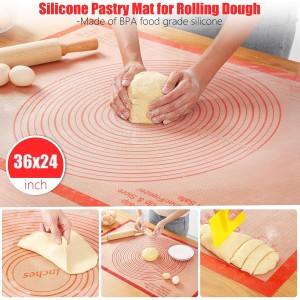 Silicone Pastry Mat 36x24 Inch Extra Large Baking Mat with Measurements, Nonstick Kitchen Counter Mats for Dough, Pastry, Dough Rolling, Kneading Board, Pie Crust, Fondant, Bread, Pasta, Pizza