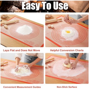 Silicone Pastry Mat 36x24 Inch Extra Large Baking Mat with Measurements, Nonstick Kitchen Counter Mats for Dough, Pastry, Dough Rolling, Kneading Board, Pie Crust, Fondant, Bread, Pasta, Pizza
