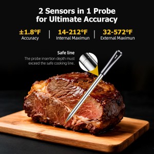 Wireless Meat Thermometer with APP Control，4 Probes Meat Thermometer Digital, Unlimited Range WiFi & Bluetooth Meat Thermometerfor for Rotisserie，Grill，Oven，Smoker，BBQ, Air Fryer