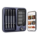 Wireless Meat Thermometer with APP Control，4 Probes Meat Thermometer Digital, Unlimited Range WiFi & Bluetooth Meat Thermometerfor for Rotisserie，Grill，Oven，Smoker，BBQ, Air Fryer
