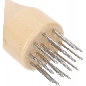 Stainless Steel Meat Tenderizer Needle Tool with Ergonomic Wood Handle Manual Meat Pounder for Steaks Chicken and Pork Efficient Kitchen Hammer for Tenderizing and Cooking