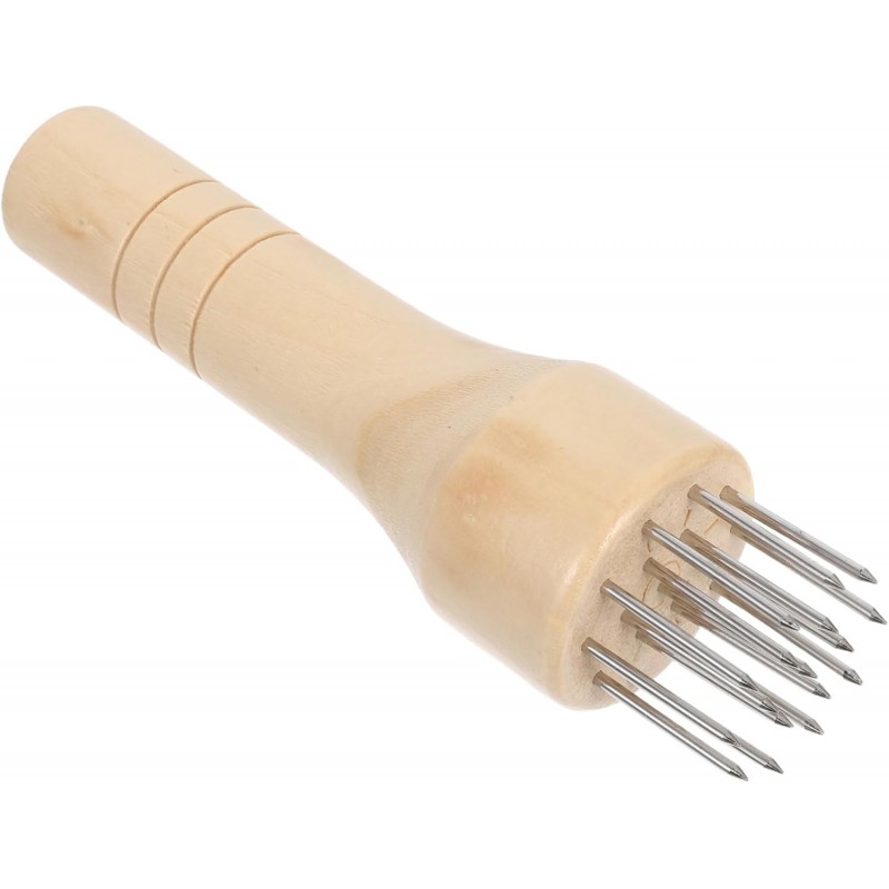 Stainless Steel Meat Tenderizer Needle Tool with Ergonomic Wood Handle Manual Meat Pounder for Steaks Chicken and Pork Efficient Kitchen Hammer for Tenderizing and Cooking