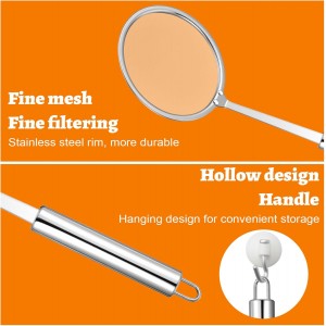 2 Pcs Fat Skimmer Spoon, Stainless Steel Fine Mesh Food Strainer Ladle with Long Handle, Hot Pot Skimmer for Kitchen Cooking Oil Filter Floating Grease Gravy and Foam