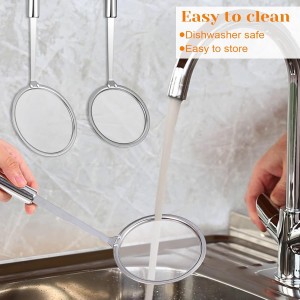 2 Pcs Fat Skimmer Spoon, Stainless Steel Fine Mesh Food Strainer Ladle with Long Handle, Hot Pot Skimmer for Kitchen Cooking Oil Filter Floating Grease Gravy and Foam