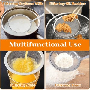 2 Pcs Fat Skimmer Spoon, Stainless Steel Fine Mesh Food Strainer Ladle with Long Handle, Hot Pot Skimmer for Kitchen Cooking Oil Filter Floating Grease Gravy and Foam