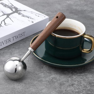 30ML Vintage Coffee Measuring Spoon with Long Wooden Handle 10g Capacity Metal Tablespoon Stainless Steel Coffee Scoop Kitchen Utensil Spoon for Coffees Tea Bath Salts