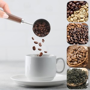 30ML Vintage Coffee Measuring Spoon with Long Wooden Handle 10g Capacity Metal Tablespoon Stainless Steel Coffee Scoop Kitchen Utensil Spoon for Coffees Tea Bath Salts