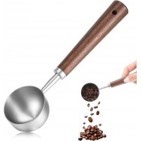 30ML Vintage Coffee Measuring Spoon with Long Wooden Handle 10g Capacity Metal Tablespoon Stainless Steel Coffee Scoop Kitchen Utensil Spoon for Coffees Tea Bath Salts