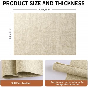 Faux Leather Placemats Set of 6, 12 X 17 Inch - Vinyl Heat Resistant Place Mats 100% Waterproof Oilproof Reversible Wipeable PU Table Mats for Kitchen, Dining, Outdoor/Indoor (Beige,6)