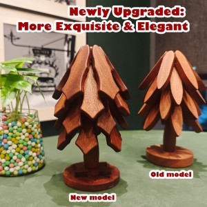 Walnut Tree Trivet Set - 4 Pcs with Storage Stand, Foldable Heat Resistant Hot Pad, Tree & Snowflake Design for Kitchen, Outdoor BBQ, Easter