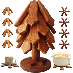 Walnut Tree Trivet Set - 4 Pcs with Stor...