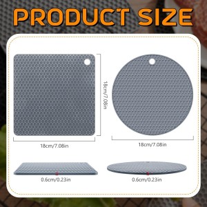 Dandat 24 Pack Silicone Trivets Bulk Non Slip Heat Resistant Hot Pads for Kitchen Countertops Table Pot Holders Mats for Hot Dishes Restaurant Catering Event Party Gathering, Round Square(Gray)