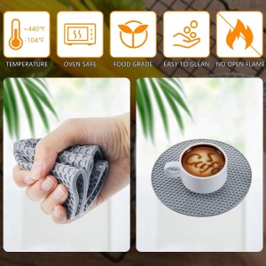 Dandat 24 Pack Silicone Trivets Bulk Non Slip Heat Resistant Hot Pads for Kitchen Countertops Table Pot Holders Mats for Hot Dishes Restaurant Catering Event Party Gathering, Round Square(Gray)