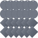 Dandat 24 Pack Silicone Trivets Bulk Non Slip Heat Resistant Hot Pads for Kitchen Countertops Table Pot Holders Mats for Hot Dishes Restaurant Catering Event Party Gathering, Round Square(Gray)