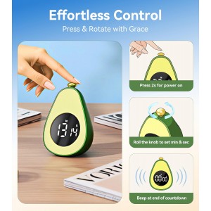 Digital Visual Timer Kitchen Timer for Yoga, Exercise, 99-Minute Silent Countdown, Time Management Tool with Pause Function (Avocado)