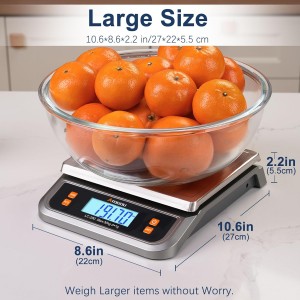 Atogou 88lb Commercial Digital Kitchen Scale 40kg/1g, with 6 Units Conversion, Stainless Steel, LCD Display, AA Battery or Plug-in Use for Baking, Bread, Cooking, Meat LC200 Grey
