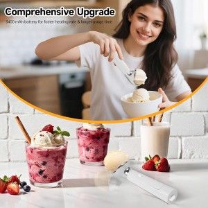 Heated Ice Cream Scoop Rechargeable, 158℉Electric Ice Cream Scooper, IP67 Waterproof Icecream Scoop with LED Display for Hard Ice Cream, Gelato & Party Desserts