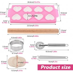 Ravioli Maker Press Ravioli Press Mold Set Heart Ravioli-Stamp Maker Cutter with Wood Rolling Pin, 2.6