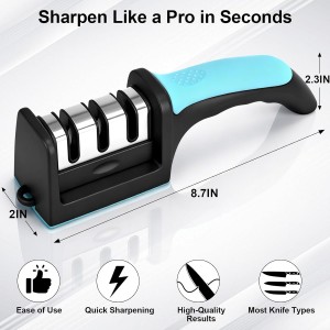 Premium 3-Stage Knife Sharpener - Professional Repair, Restore & Polish for Kitchen Knives, Razor Sharp in Seconds, with Ergonomic Grip for Perfect Control