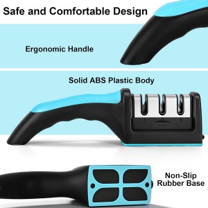 Premium 3-Stage Knife Sharpener - Professional Repair, Restore & Polish for Kitchen Knives, Razor Sharp in Seconds, with Ergonomic Grip for Perfect Control