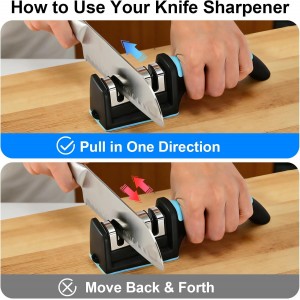 Premium 3-Stage Knife Sharpener - Professional Repair, Restore & Polish for Kitchen Knives, Razor Sharp in Seconds, with Ergonomic Grip for Perfect Control