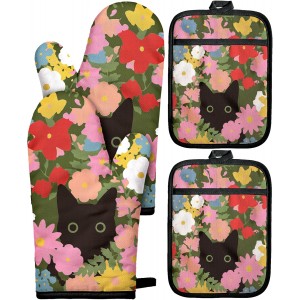 Cotton Oven Mitts and Pot Holders Sets -...