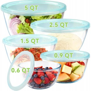 YUANYE 5 Pack Glass Mixing Bowls with Li...