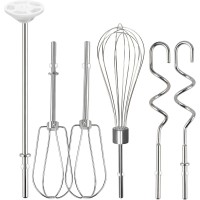 3MIRRORS Hand Mixer Beaters Attachments for KitchenAid hand blender Stainless Steel Whisk, Dough Hook, Blending Rod, Replacement for KHM3 KHM5 KHM7 KHM9 KHM512 KHM926 Series (6-Pcs)