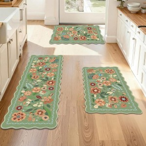 Tinideya Floral Kitchen Rug Set of 3 Boh...