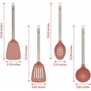 Glad Kitchen Utensils Set, 8pcs - Nonstick Cooking Tools with Stainless Steel Handles & Rotating Utensil Holder - Turners, Ladle, Spoon, Tongs, Spaghetti Server, and Skimmer - Dishwasher Safe, Rust