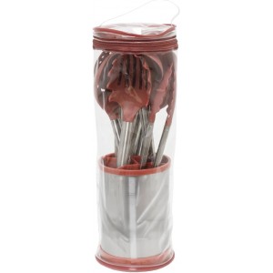 Glad Kitchen Utensils Set, 8pcs - Nonstick Cooking Tools with Stainless Steel Handles & Rotating Utensil Holder - Turners, Ladle, Spoon, Tongs, Spaghetti Server, and Skimmer - Dishwasher Safe, Rust