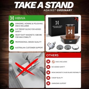 5 Angles High Carbon Stainless Steel Rolling Knife Sharpener with 400, 1000 & 3000 Replacement Discs - Blunt Knife Sharpening Kit with 12°, 15°, 17°, 19° and 22° Sharpening for Kitchen & Chef's Knives