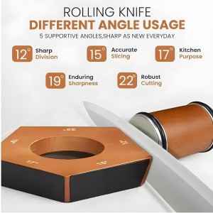 5 Angles High Carbon Stainless Steel Rolling Knife Sharpener with 400, 1000 & 3000 Replacement Discs - Blunt Knife Sharpening Kit with 12°, 15°, 17°, 19° and 22° Sharpening for Kitchen & Chef's Knives