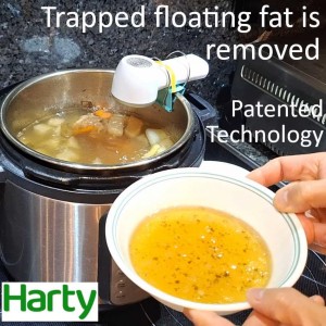 HARTY Clip-On Fan – Instant Fat Remover for Soup, Broth & Stew, Fat separator, Controlled Airstream Traps Floating Fat for Instant Fat-Free Serving or Easy Skim-Off (H-N603)