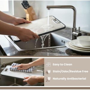 Titanium Cutting Board | Scratch Reduction Mesh | Double-Sided Pure Titanium and Wheat Straw | Anti Slip | Juice Groove | Stain Resistant | Food Grade | Easy to Clean | Smoky Supply USA