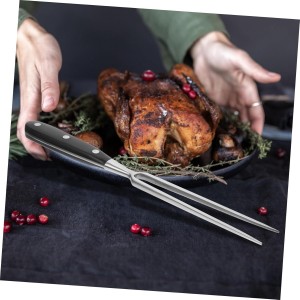 NUOBESTY Ergonomic Stainless Steel Meat Carving Fork for Barbecue and Picnic Comfortable Grip Serving Fork for Chicken and Cookware Utensil for Home and Restaurant Use