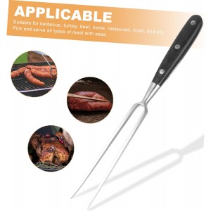 NUOBESTY Ergonomic Stainless Steel Meat Carving Fork for Barbecue and Picnic Comfortable Grip Serving Fork for Chicken and Cookware Utensil for Home and Restaurant Use