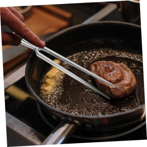 NUOBESTY Ergonomic Stainless Steel Meat Carving Fork for Barbecue and Picnic Comfortable Grip Serving Fork for Chicken and Cookware Utensil for Home and Restaurant Use