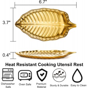 4 Pack Gold Leaf Spoon Rest, 6.7