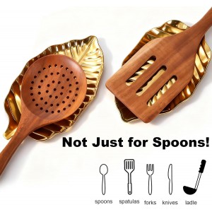 4 Pack Gold Leaf Spoon Rest, 6.7