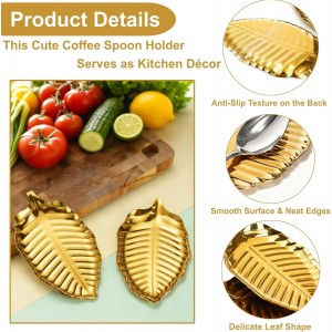 4 Pack Gold Leaf Spoon Rest, 6.7