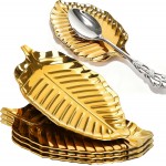 4 Pack Gold Leaf Spoon Rest, 6.7