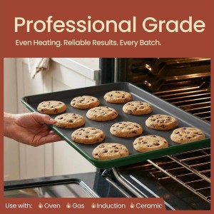 Bakken 8-Piece Ceramic Coated Bakeware Sets, Nonstick Aluminized Steel Pans with Muffin, Loaf, Cake, Roasting Pan, & Cooling Rack, Oven Safe Up To 500°F, Dishwasher Safe, BPA, PTFE & PFAS Free, Green