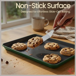 Bakken 8-Piece Ceramic Coated Bakeware Sets, Nonstick Aluminized Steel Pans with Muffin, Loaf, Cake, Roasting Pan, & Cooling Rack, Oven Safe Up To 500°F, Dishwasher Safe, BPA, PTFE & PFAS Free, Green