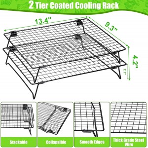 Stackable Cooling Rack for Cooking and Baking, 2 Pack Wire Cooling Rack with Collapsible Legs for Cooling Cookie, Cake, Pizza, Roasting, Grilling, Drying(13.4