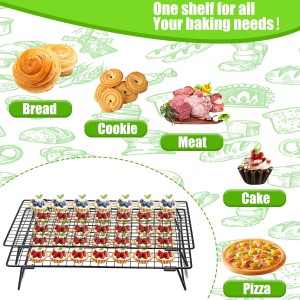 Stackable Cooling Rack for Cooking and Baking, 2 Pack Wire Cooling Rack with Collapsible Legs for Cooling Cookie, Cake, Pizza, Roasting, Grilling, Drying(13.4