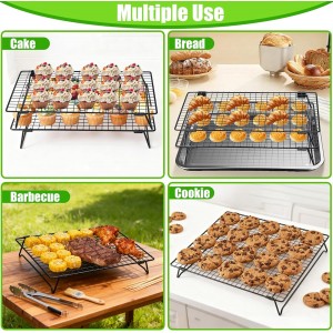 Stackable Cooling Rack for Cooking and Baking, 2 Pack Wire Cooling Rack with Collapsible Legs for Cooling Cookie, Cake, Pizza, Roasting, Grilling, Drying(13.4