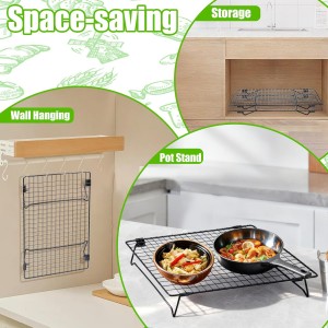 Stackable Cooling Rack for Cooking and Baking, 2 Pack Wire Cooling Rack with Collapsible Legs for Cooling Cookie, Cake, Pizza, Roasting, Grilling, Drying(13.4