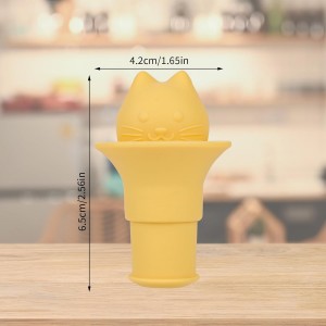 2pcs Wine Stoppers, PVC Durable Cute Cat Head Design Funny Silicone Kitten Wine Corks and Funnel Replacements Practical Bottle Pourer Accessories Suitable for Home Kitchen Tool Bar Gadgets (Yellow)