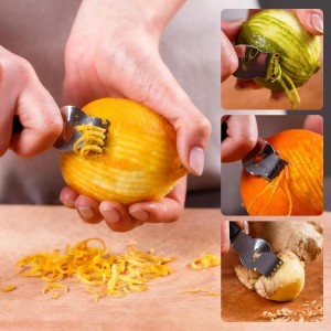 Citrus Zester Tool With Channel Knife Citrus Peeler, Non-Slip Handle, Black